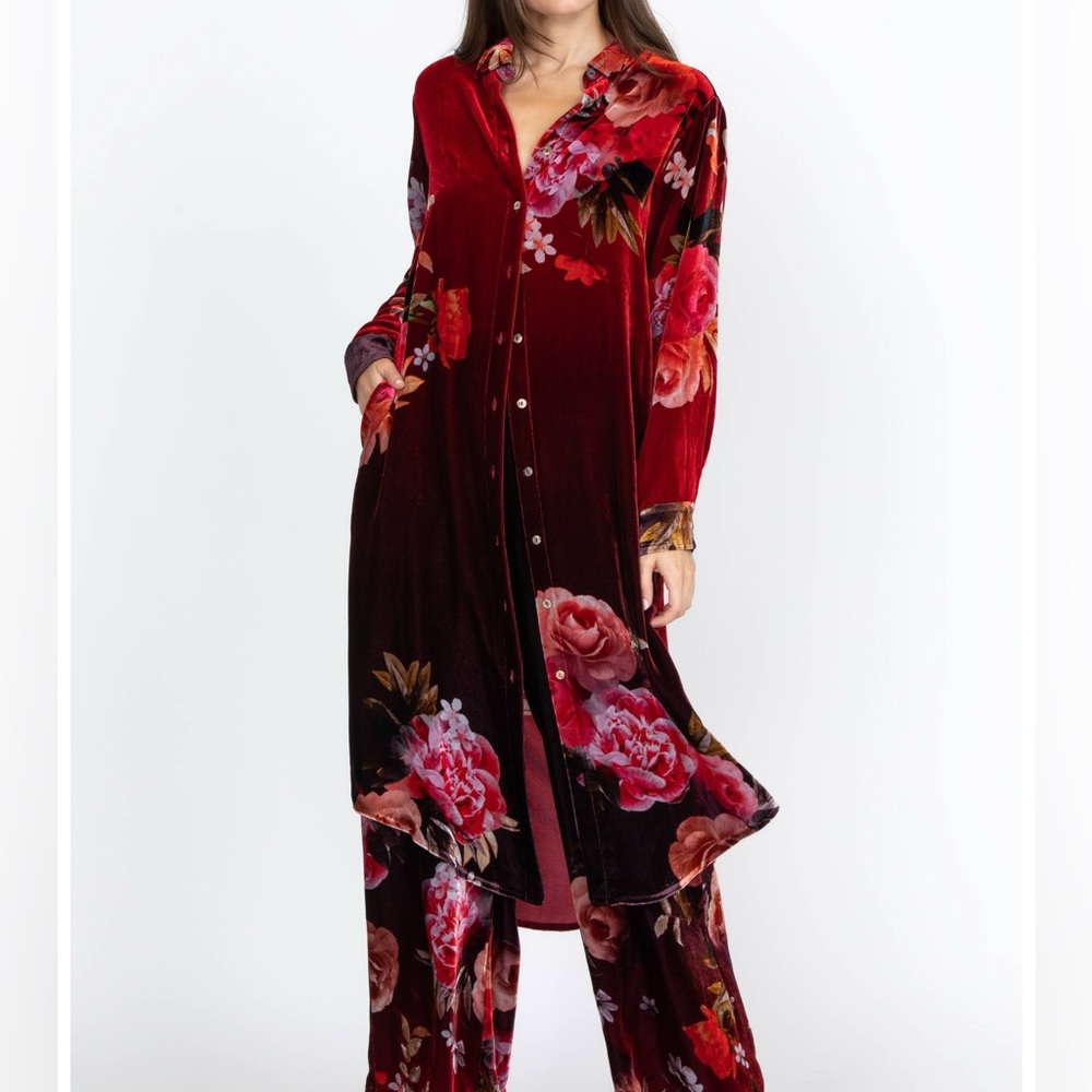 Johnny Was Coralie Velvet Relaxed Overshirt